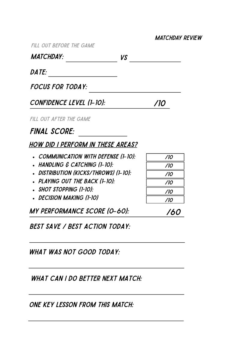 Matchday review page
